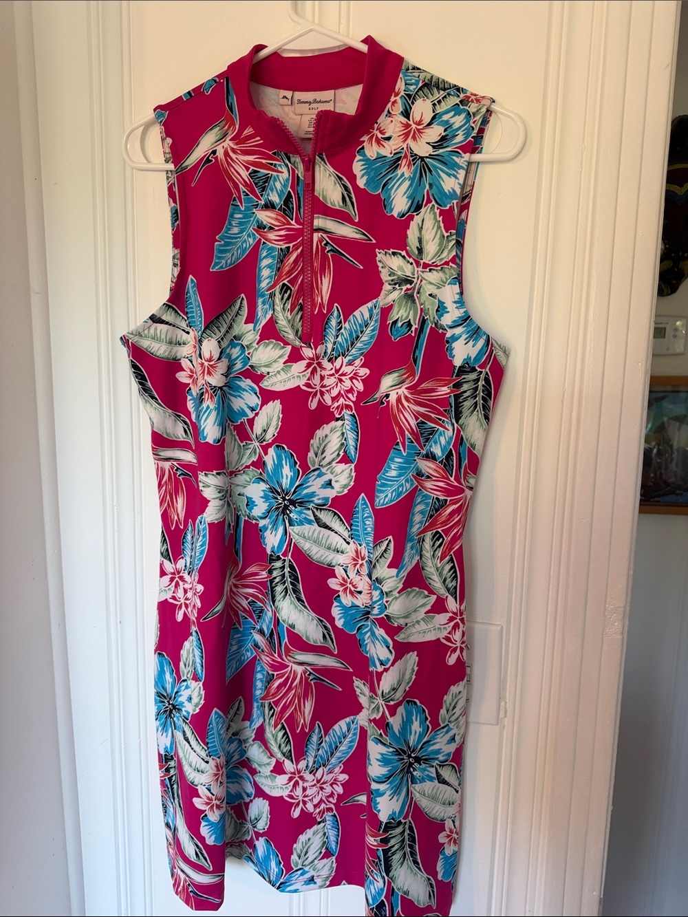 Tommy Bahama Tropical Fuchsia Floral Zip-Front Mini Dress